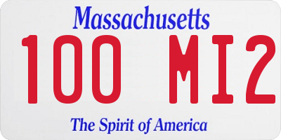 MA license plate 100MI2