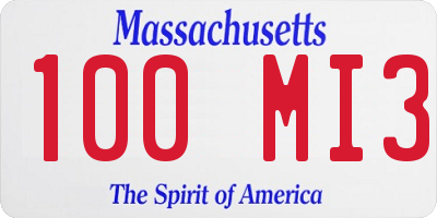 MA license plate 100MI3