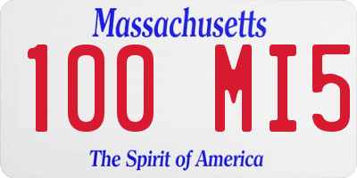 MA license plate 100MI5