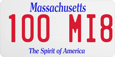 MA license plate 100MI8