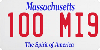 MA license plate 100MI9