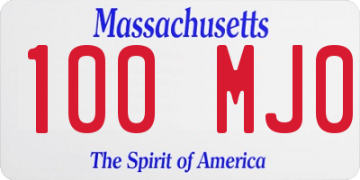 MA license plate 100MJ0