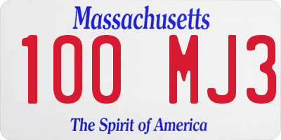 MA license plate 100MJ3