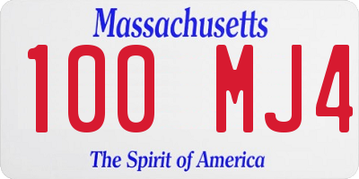 MA license plate 100MJ4