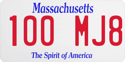 MA license plate 100MJ8