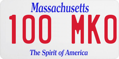 MA license plate 100MK0