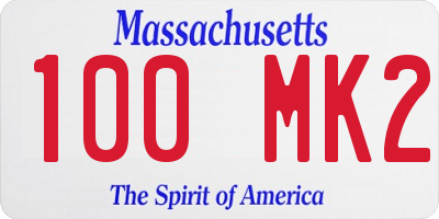 MA license plate 100MK2