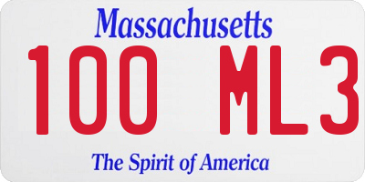 MA license plate 100ML3