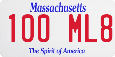 MA license plate 100ML8