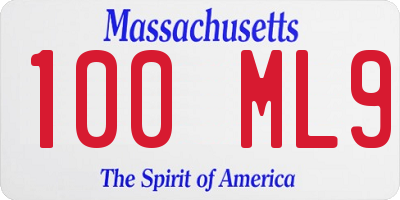 MA license plate 100ML9