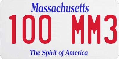 MA license plate 100MM3