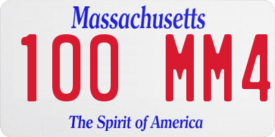 MA license plate 100MM4