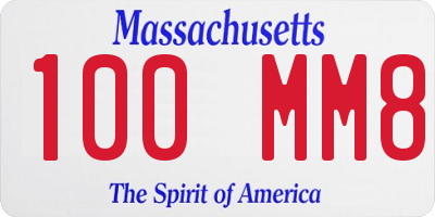 MA license plate 100MM8
