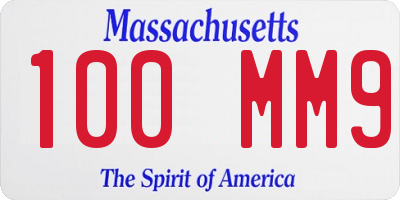 MA license plate 100MM9