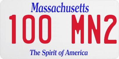 MA license plate 100MN2