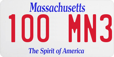 MA license plate 100MN3