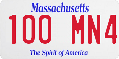 MA license plate 100MN4