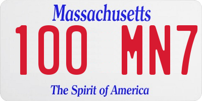 MA license plate 100MN7