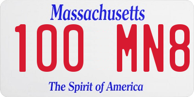 MA license plate 100MN8