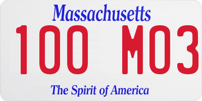 MA license plate 100MO3