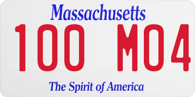 MA license plate 100MO4