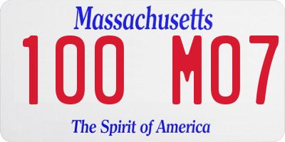 MA license plate 100MO7