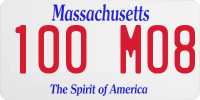 MA license plate 100MO8