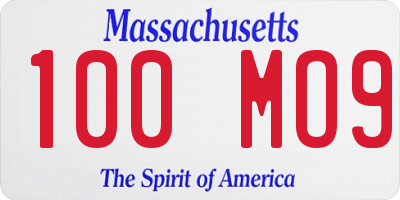 MA license plate 100MO9
