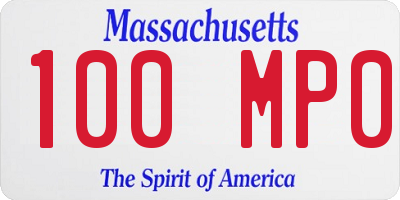 MA license plate 100MP0