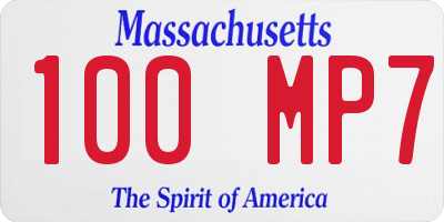 MA license plate 100MP7