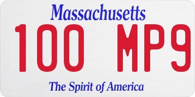 MA license plate 100MP9