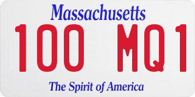 MA license plate 100MQ1