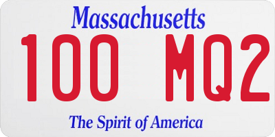 MA license plate 100MQ2