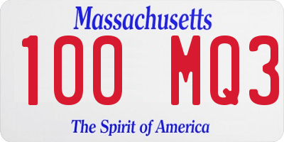 MA license plate 100MQ3
