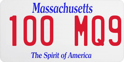 MA license plate 100MQ9