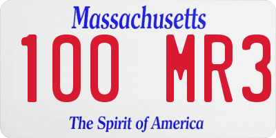 MA license plate 100MR3