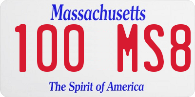 MA license plate 100MS8