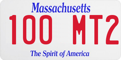 MA license plate 100MT2