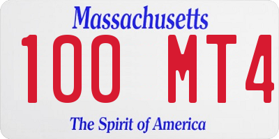 MA license plate 100MT4
