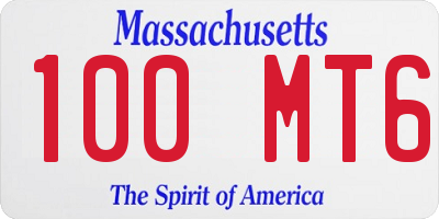 MA license plate 100MT6