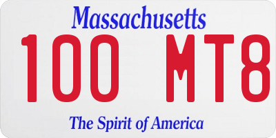 MA license plate 100MT8