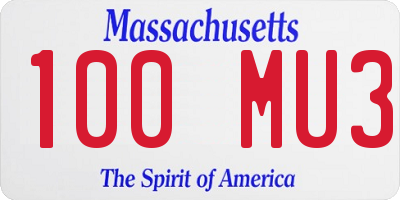 MA license plate 100MU3