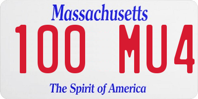 MA license plate 100MU4