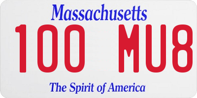 MA license plate 100MU8