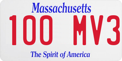 MA license plate 100MV3