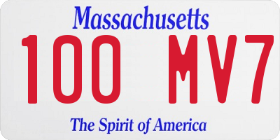 MA license plate 100MV7