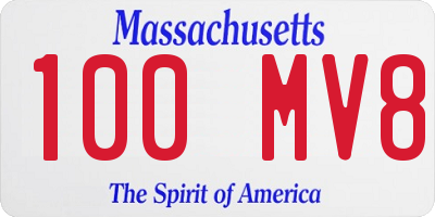 MA license plate 100MV8