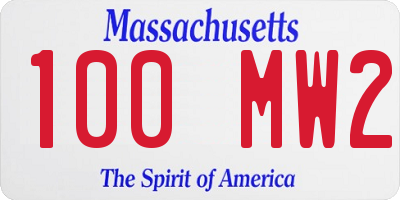 MA license plate 100MW2