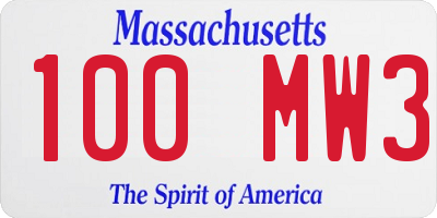 MA license plate 100MW3