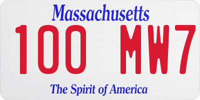 MA license plate 100MW7